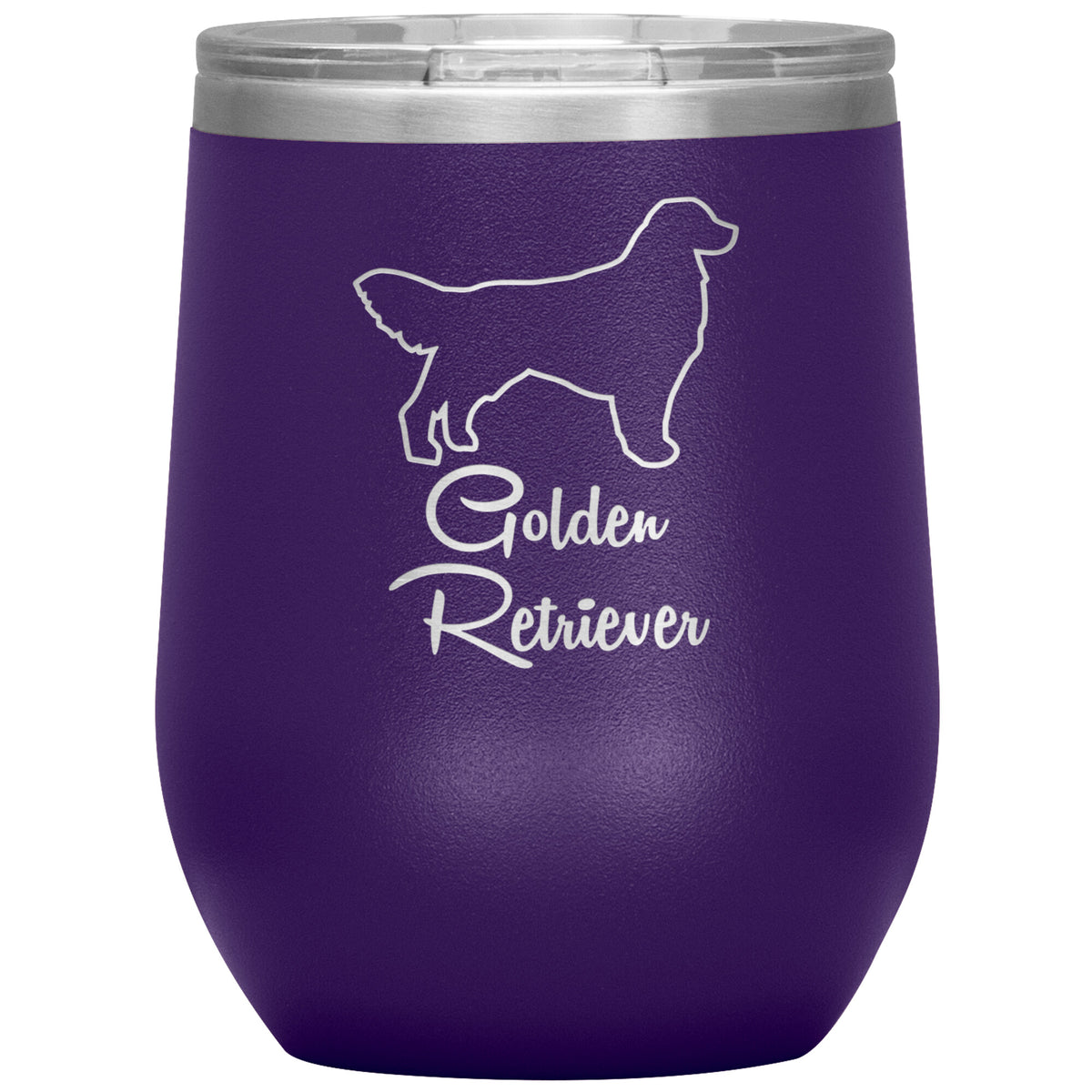 Golden Retriever Dog Outlined Silhouette 12oz Wine Insulated Tumbler