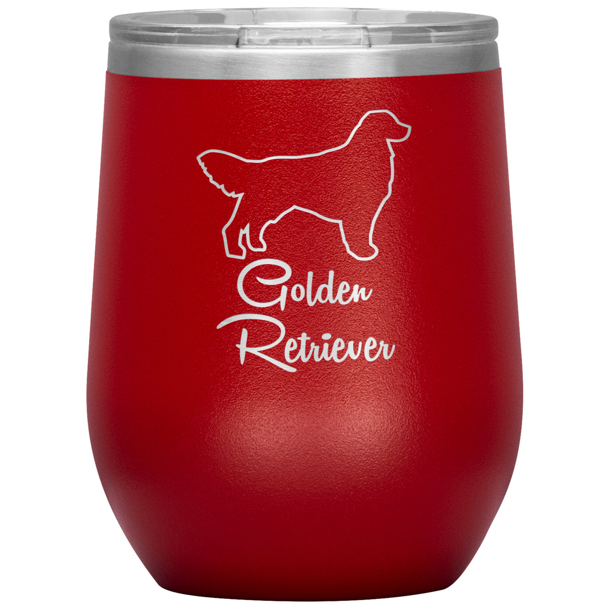 Golden Retriever Dog Outlined Silhouette 12oz Wine Insulated Tumbler