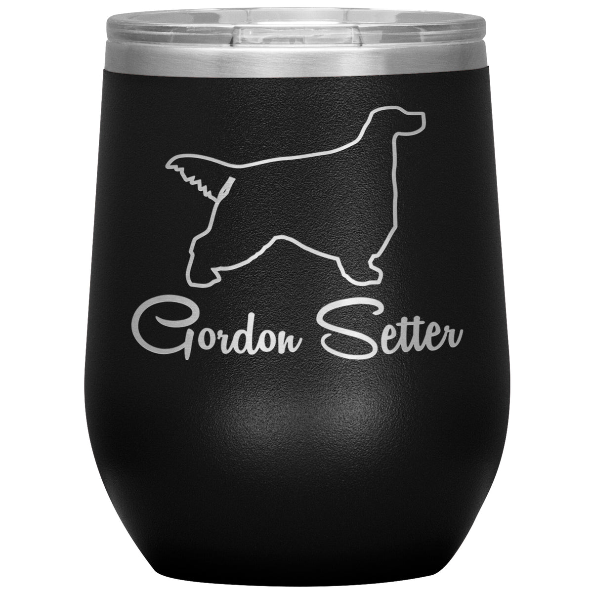 Gordon Setter Dog Outlined Silhouette 12oz Wine Insulated Tumbler