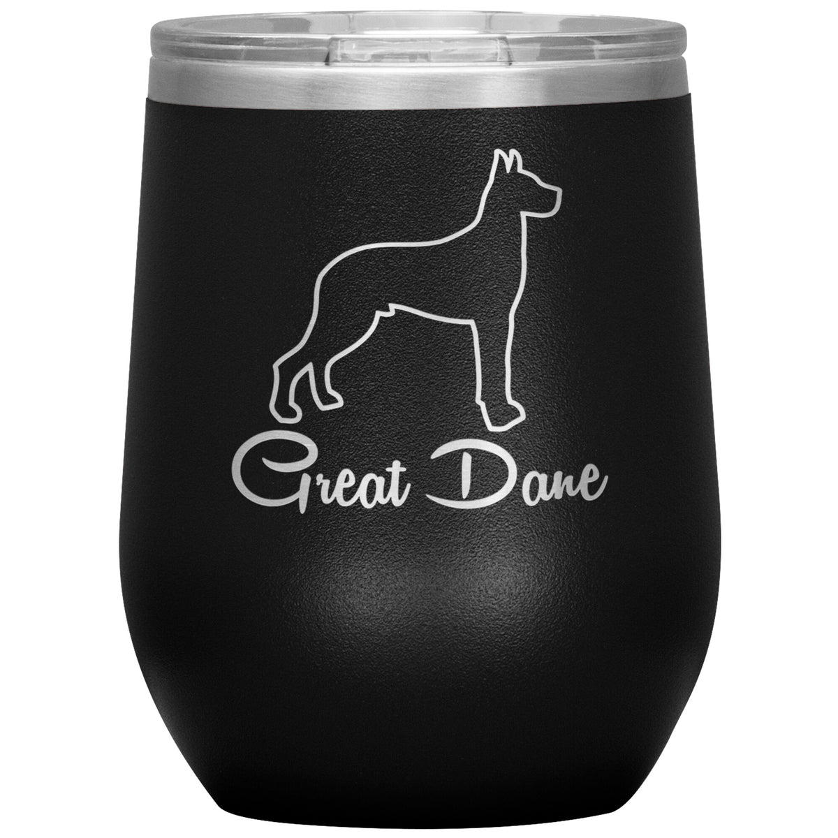 Great Dane Dog Outlined Silhouette 12oz Wine Insulated Tumbler