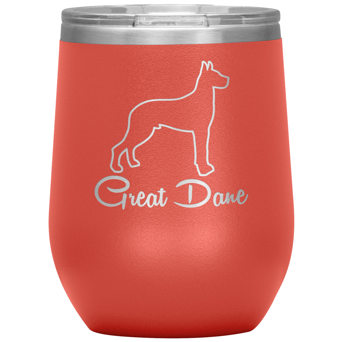 Great Dane Dog Outlined Silhouette 12oz Wine Insulated Tumbler