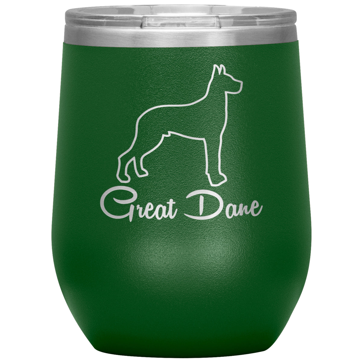 Great Dane Dog Outlined Silhouette 12oz Wine Insulated Tumbler