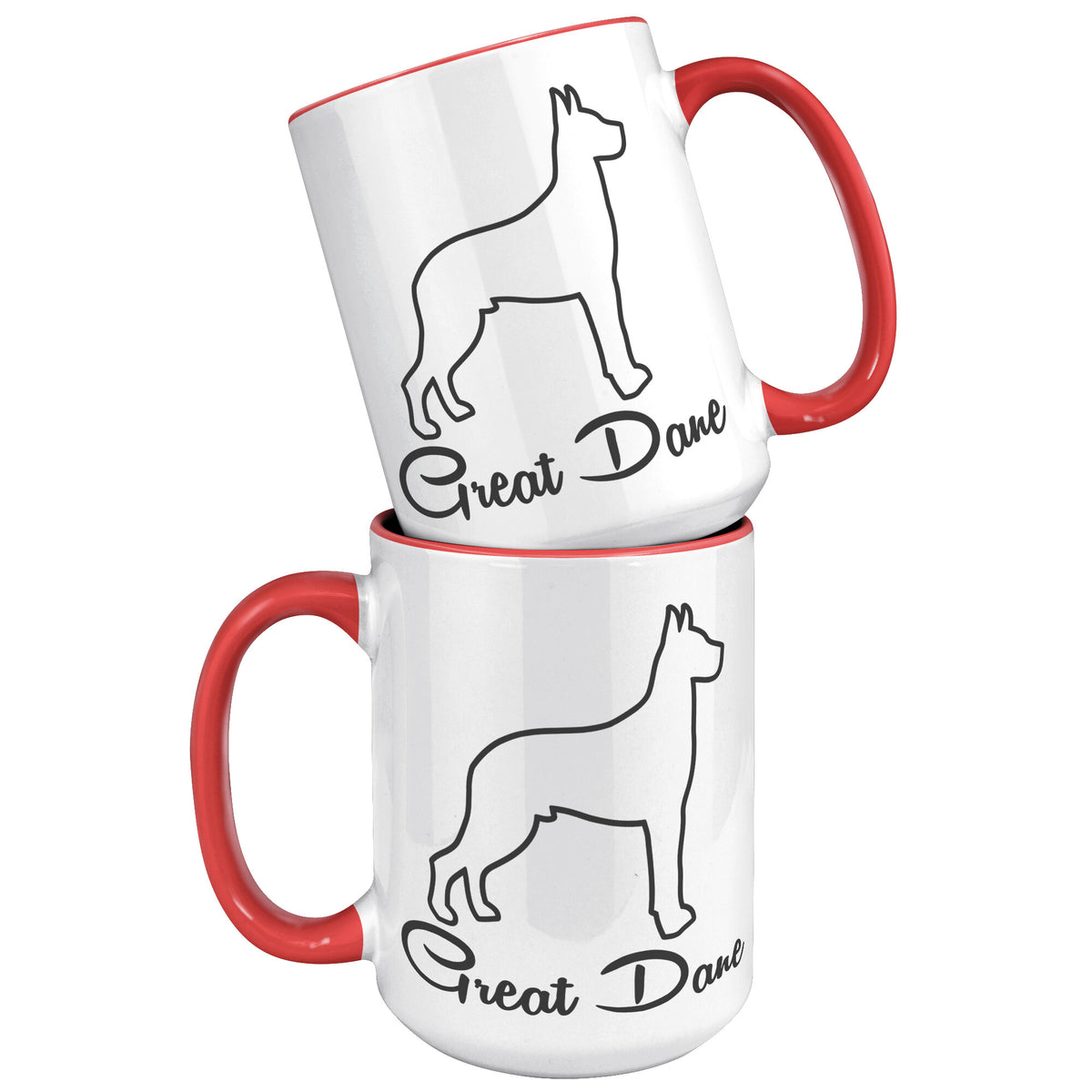 Great Dane Dog Outlined Silhouette 15oz Accent Mug
