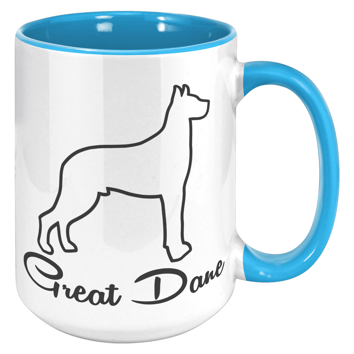 Great Dane Dog Outlined Silhouette 15oz Accent Mug