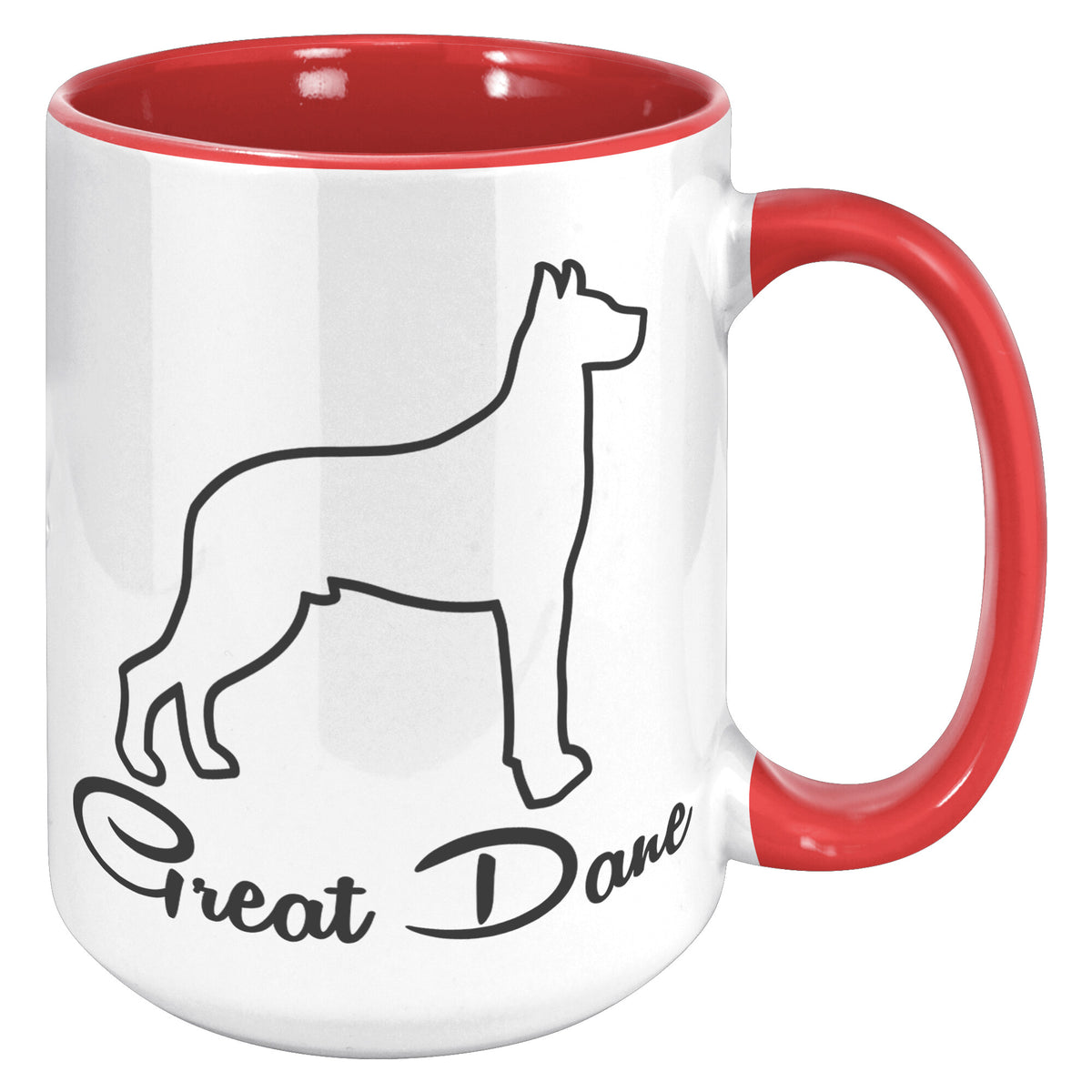 Great Dane Dog Outlined Silhouette 15oz Accent Mug