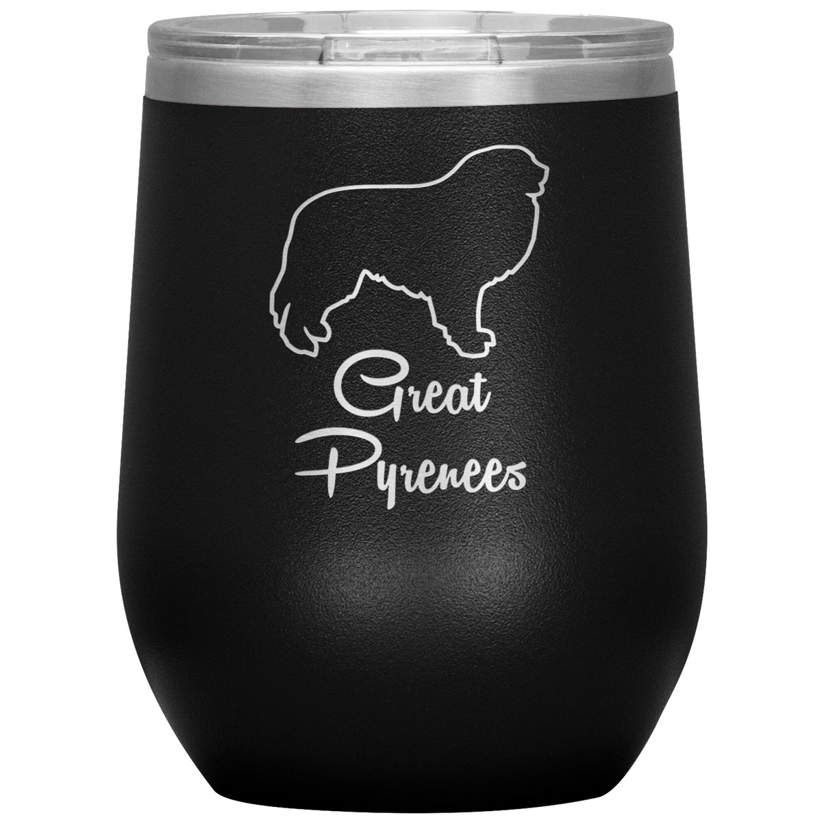 Great Pyrenees Dog Outlined Silhouette 12oz Wine Insulated Tumbler