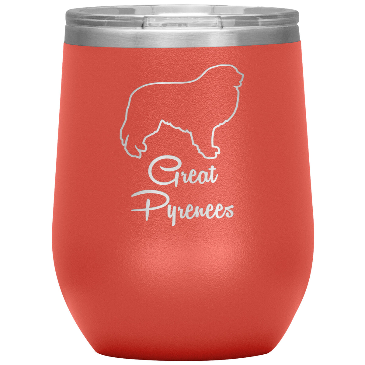 Great Pyrenees Dog Outlined Silhouette 12oz Wine Insulated Tumbler