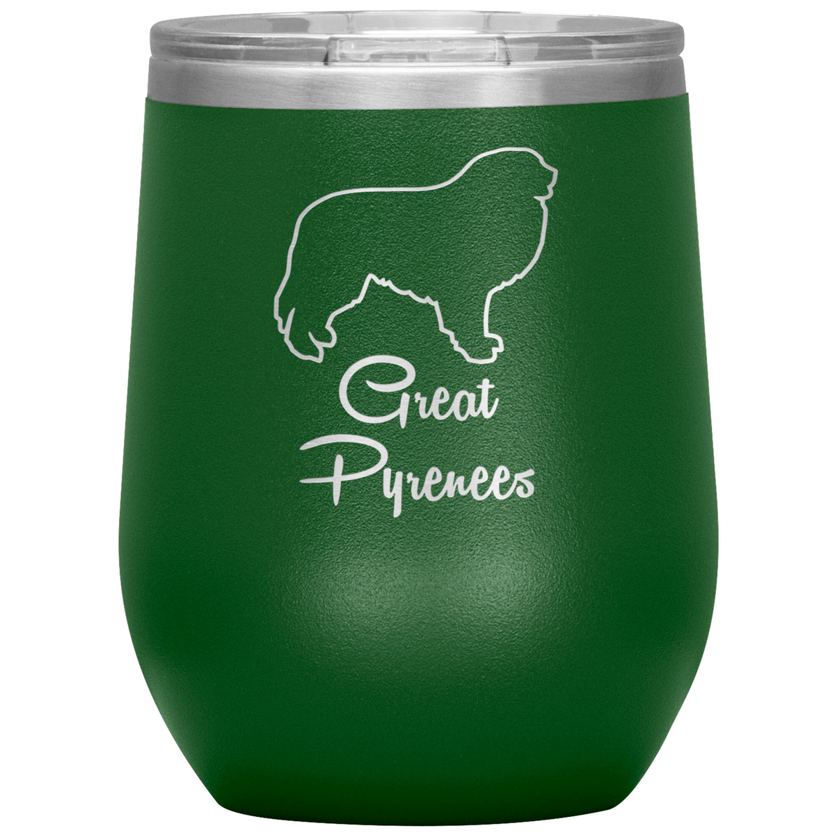 Great Pyrenees Dog Outlined Silhouette 12oz Wine Insulated Tumbler