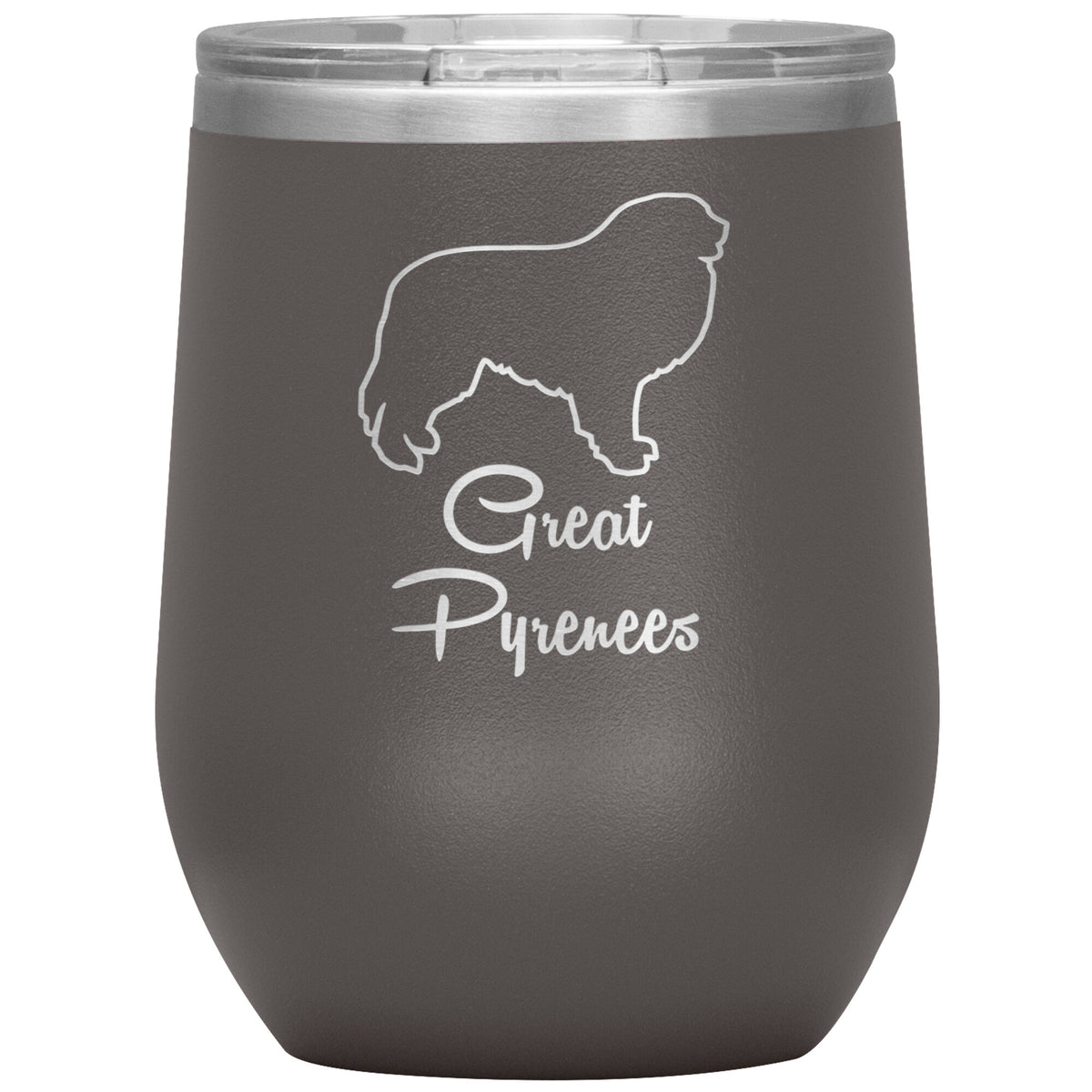 Great Pyrenees Dog Outlined Silhouette 12oz Wine Insulated Tumbler