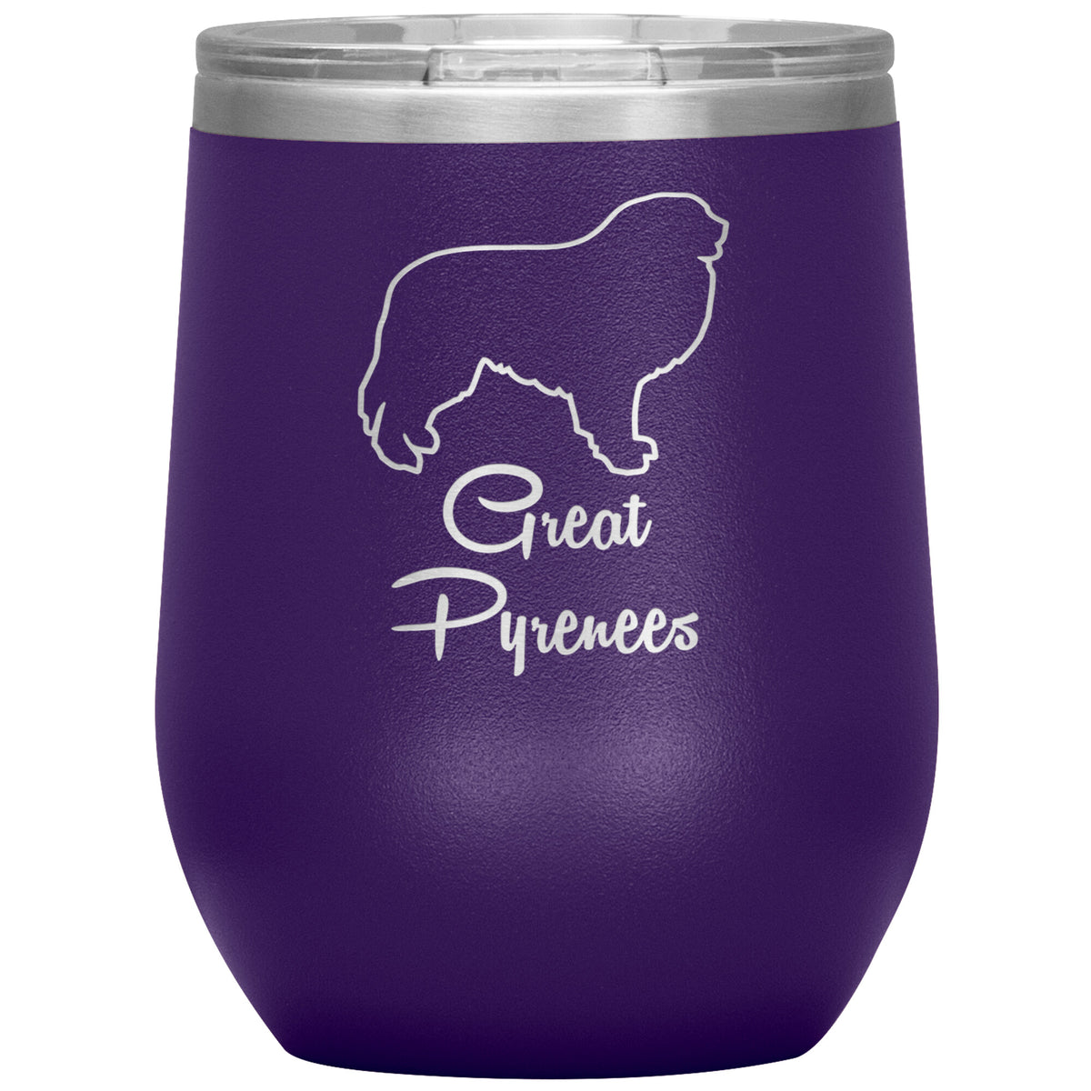 Great Pyrenees Dog Outlined Silhouette 12oz Wine Insulated Tumbler