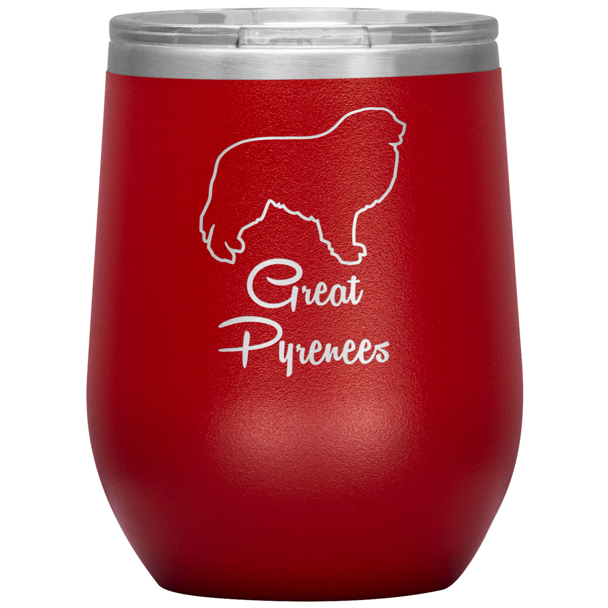 Great Pyrenees Dog Outlined Silhouette 12oz Wine Insulated Tumbler