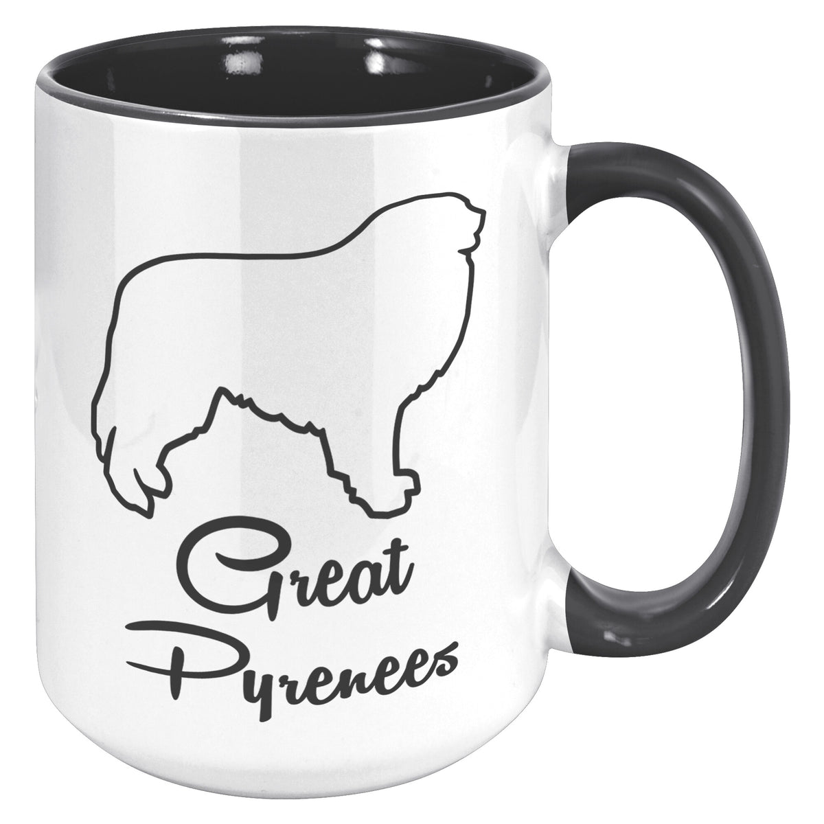 Great Pyrenees Dog Outlined Silhouette 15oz Accent Mug