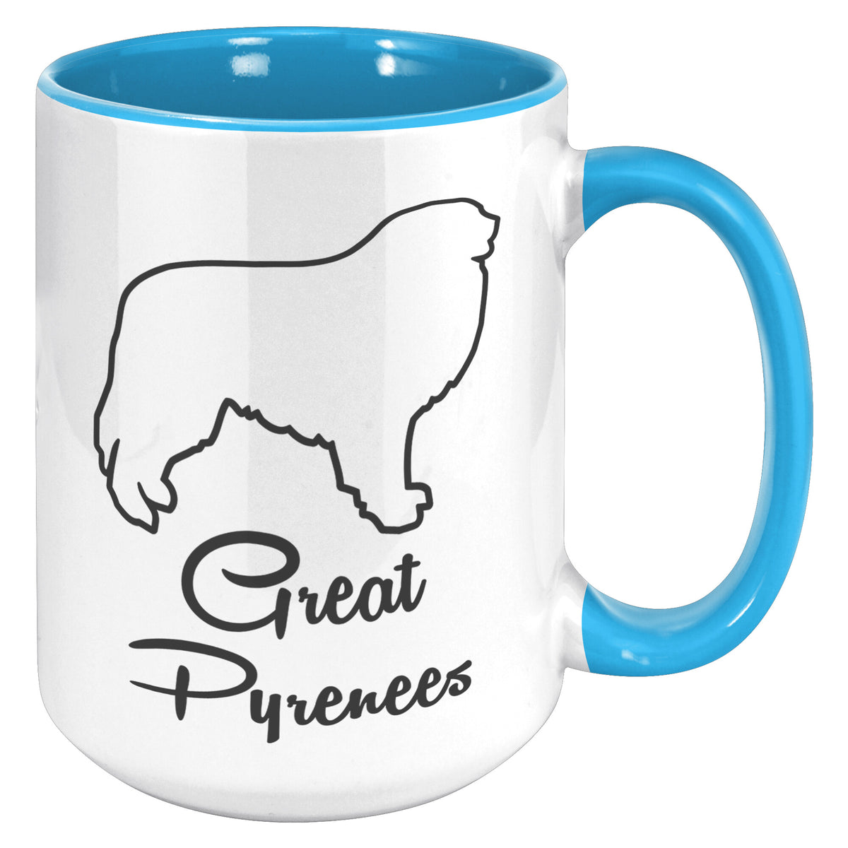 Great Pyrenees Dog Outlined Silhouette 15oz Accent Mug