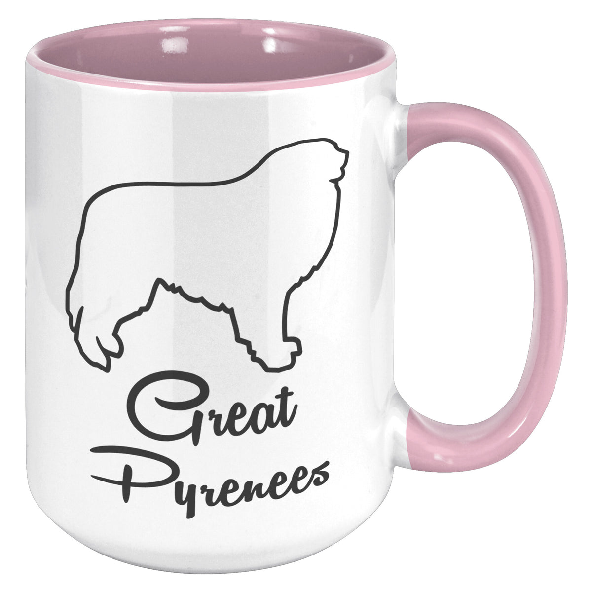 Great Pyrenees Dog Outlined Silhouette 15oz Accent Mug