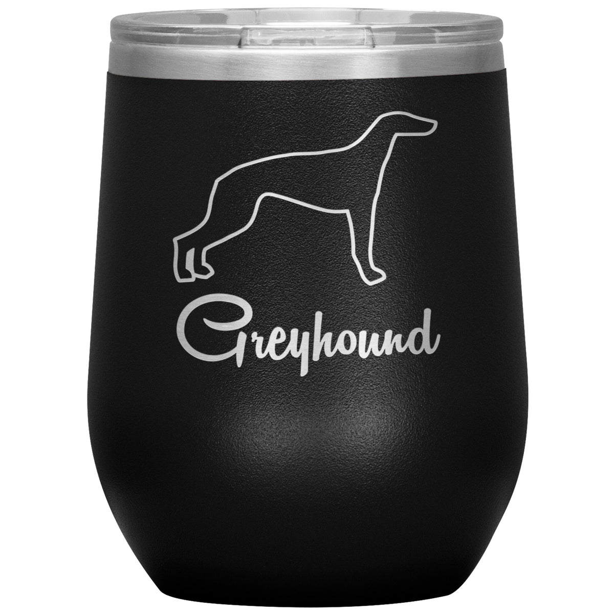 Greyhound Dog Outlined Silhouette 12oz Wine Insulated Tumbler