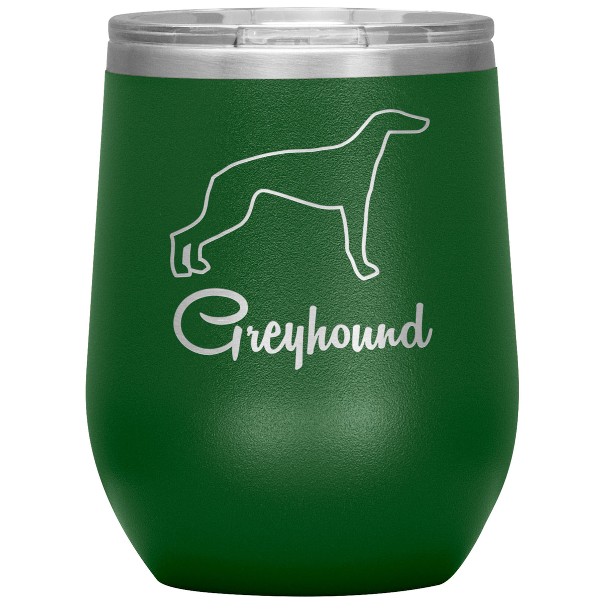 Greyhound Dog Outlined Silhouette 12oz Wine Insulated Tumbler