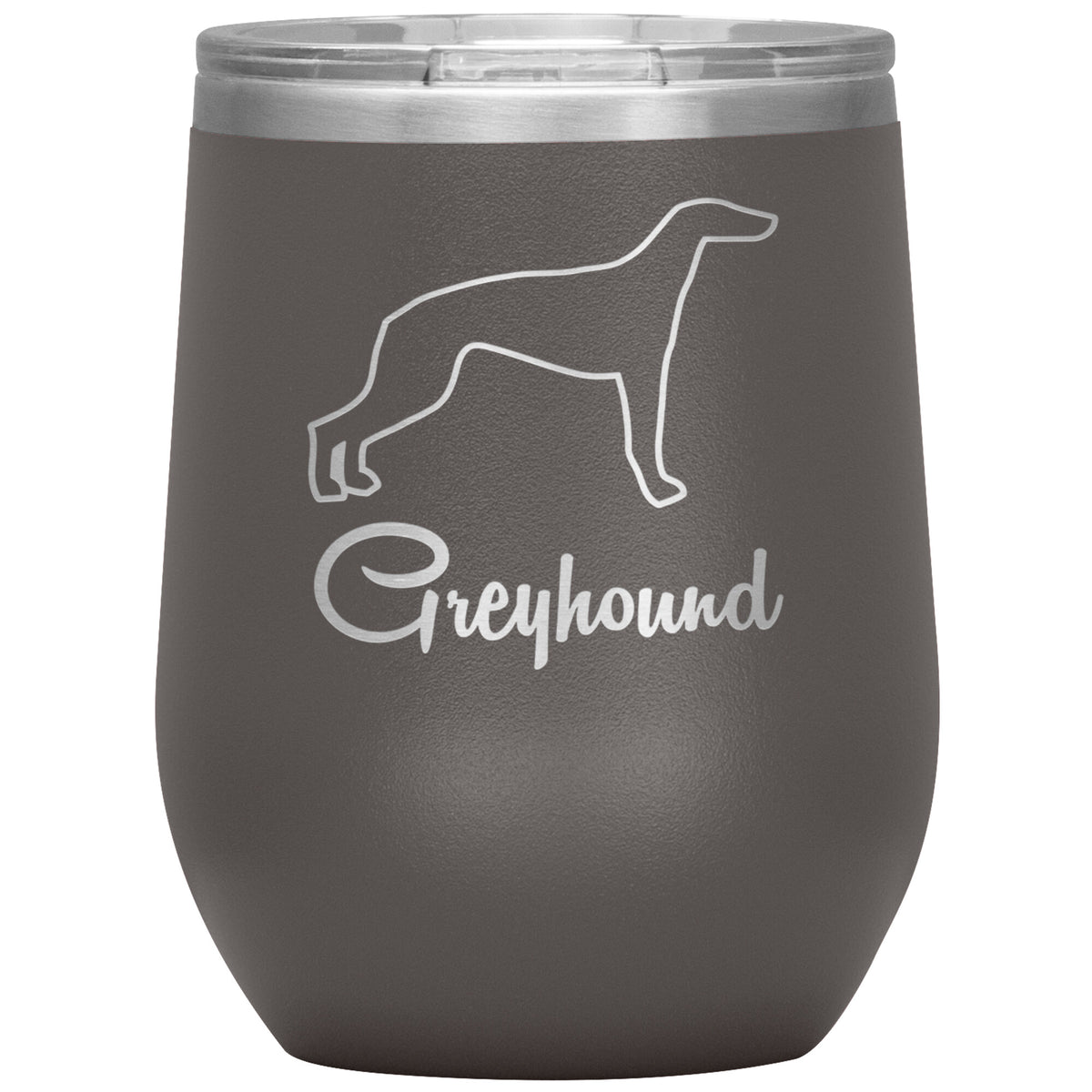 Greyhound Dog Outlined Silhouette 12oz Wine Insulated Tumbler