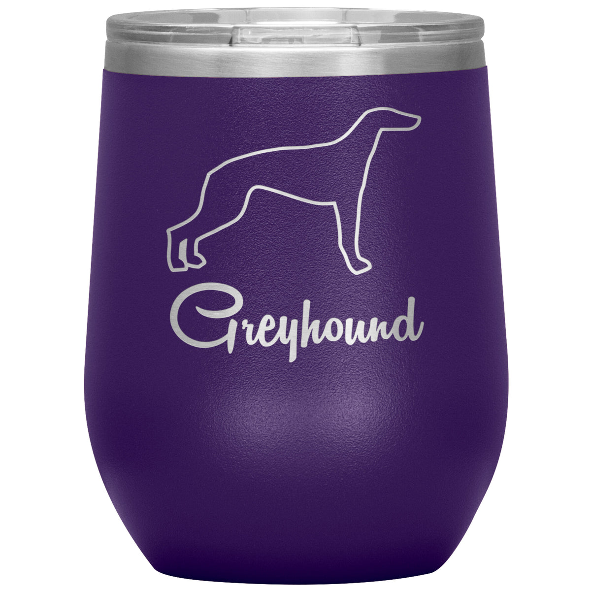 Greyhound Dog Outlined Silhouette 12oz Wine Insulated Tumbler