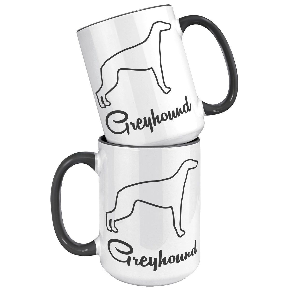 Greyhound Dog Outlined Silhouette 15oz Accent Mug