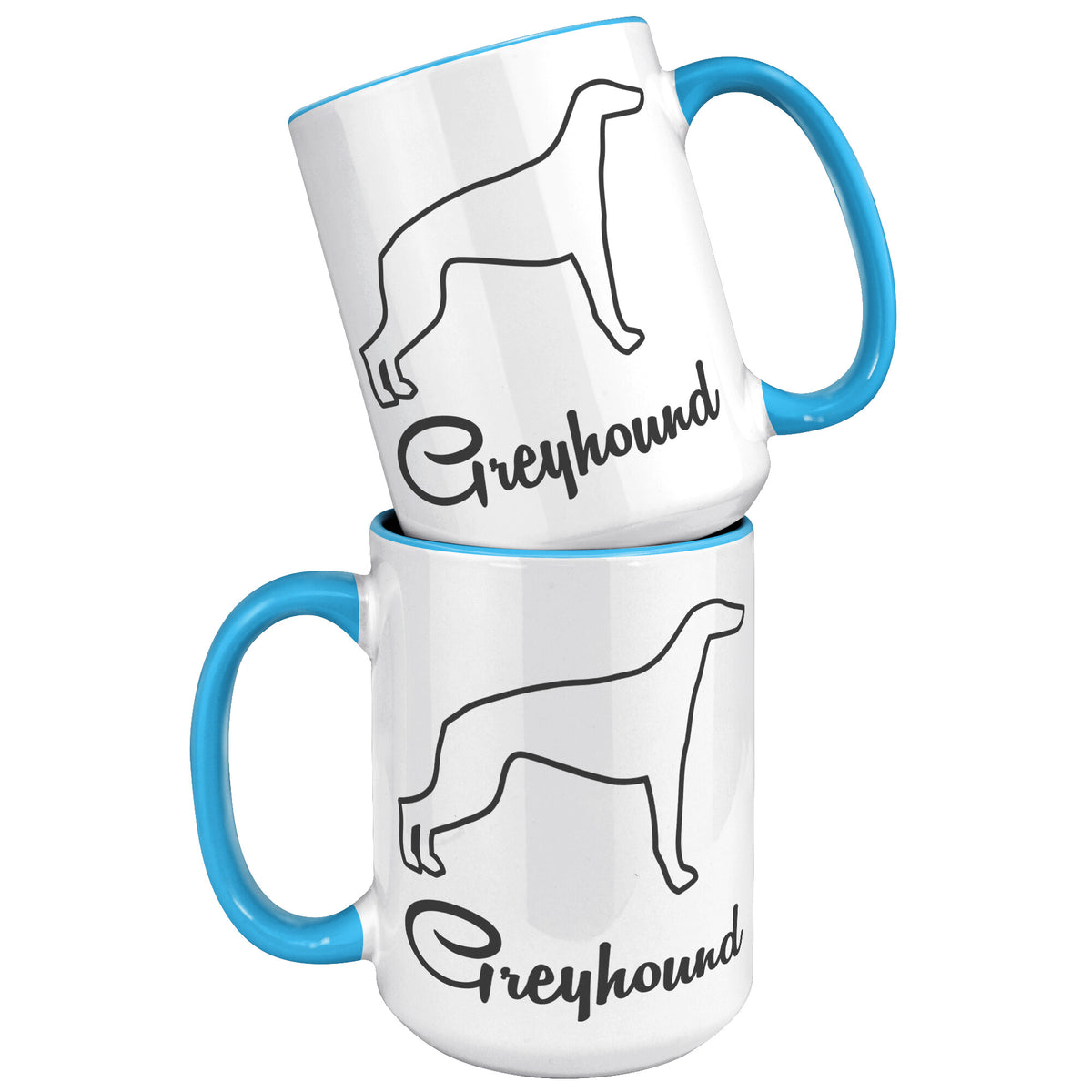 Greyhound Dog Outlined Silhouette 15oz Accent Mug