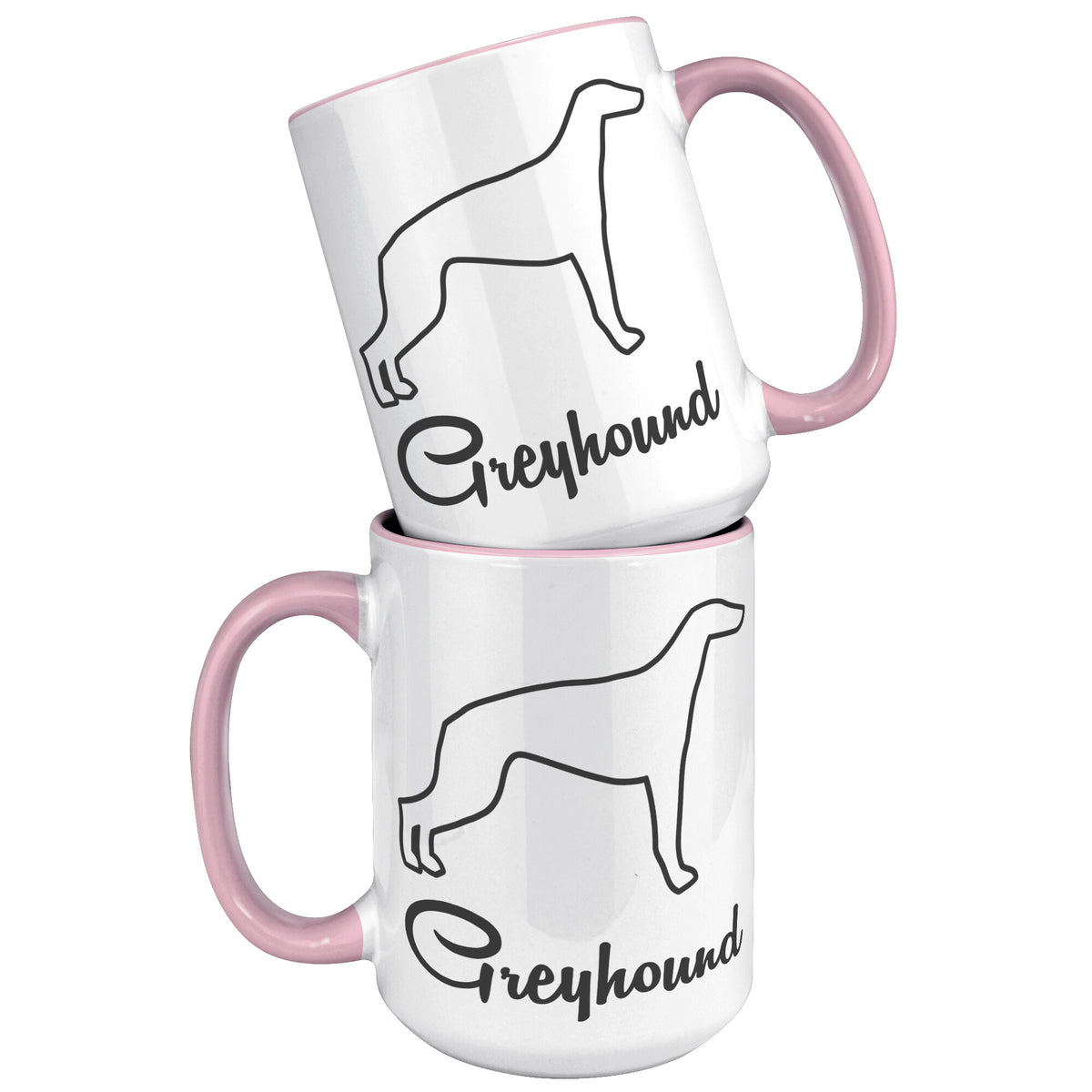 Greyhound Dog Outlined Silhouette 15oz Accent Mug