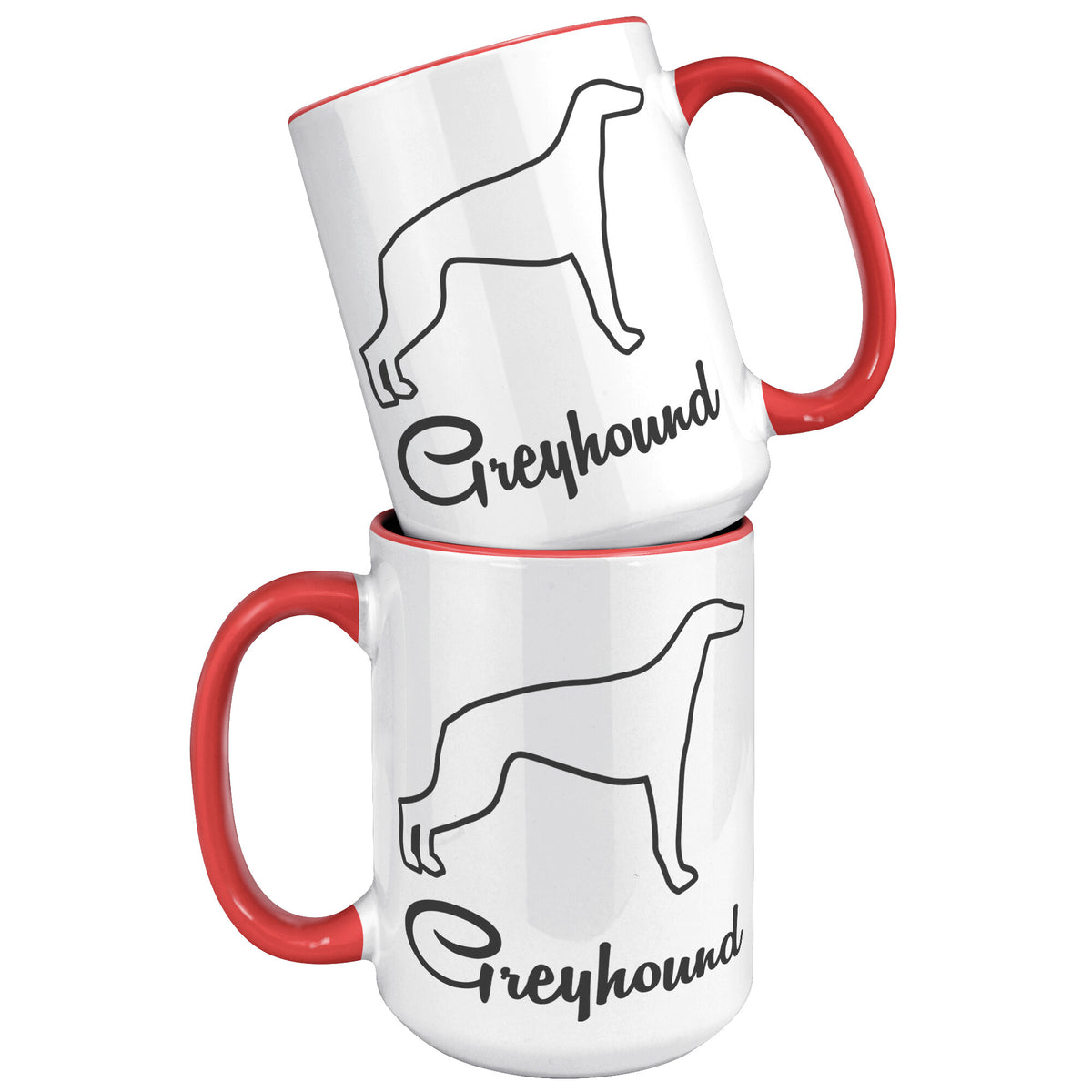 Greyhound Dog Outlined Silhouette 15oz Accent Mug