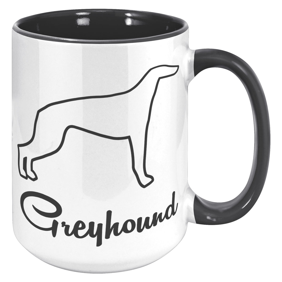 Greyhound Dog Outlined Silhouette 15oz Accent Mug