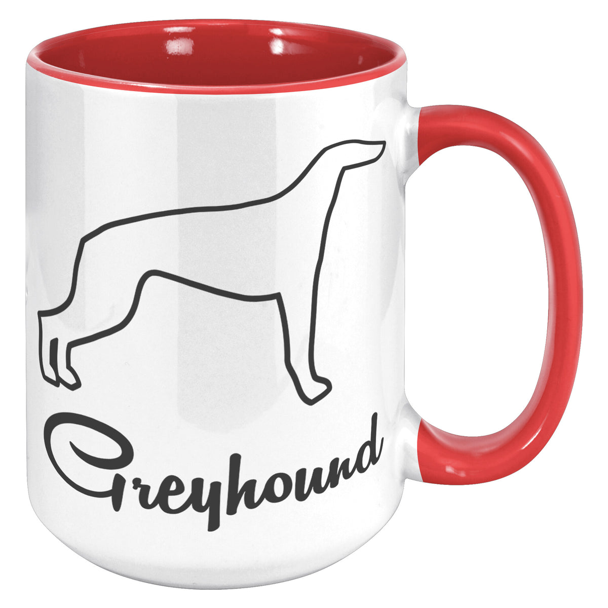 Greyhound Dog Outlined Silhouette 15oz Accent Mug