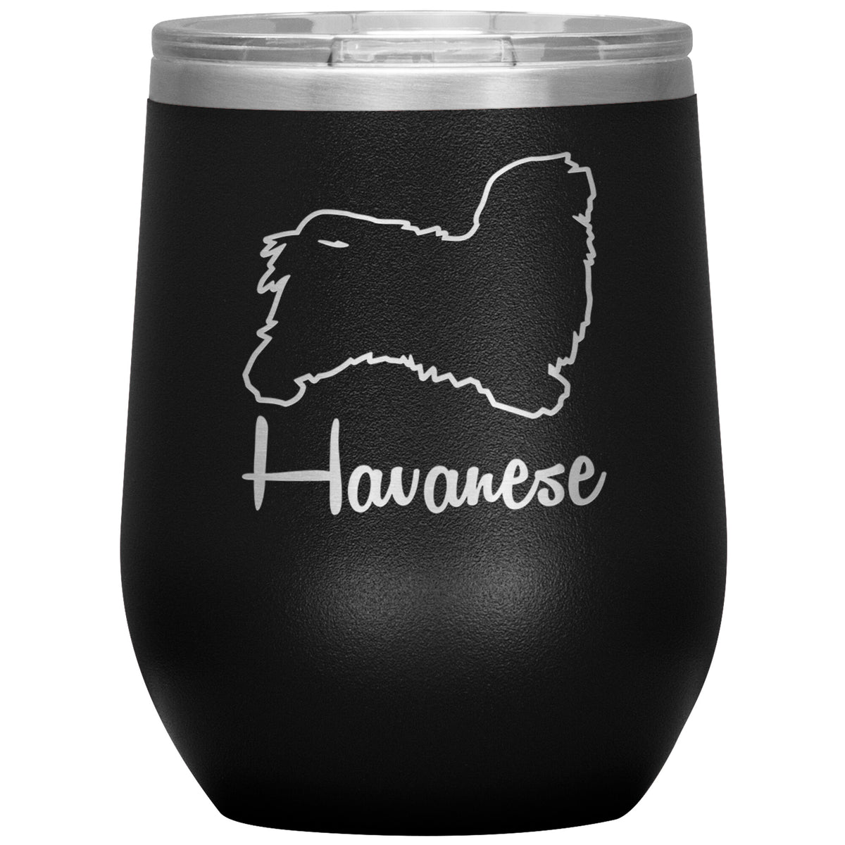 Havanese Dog Outlined Silhouette 12oz Wine Insulated Tumbler