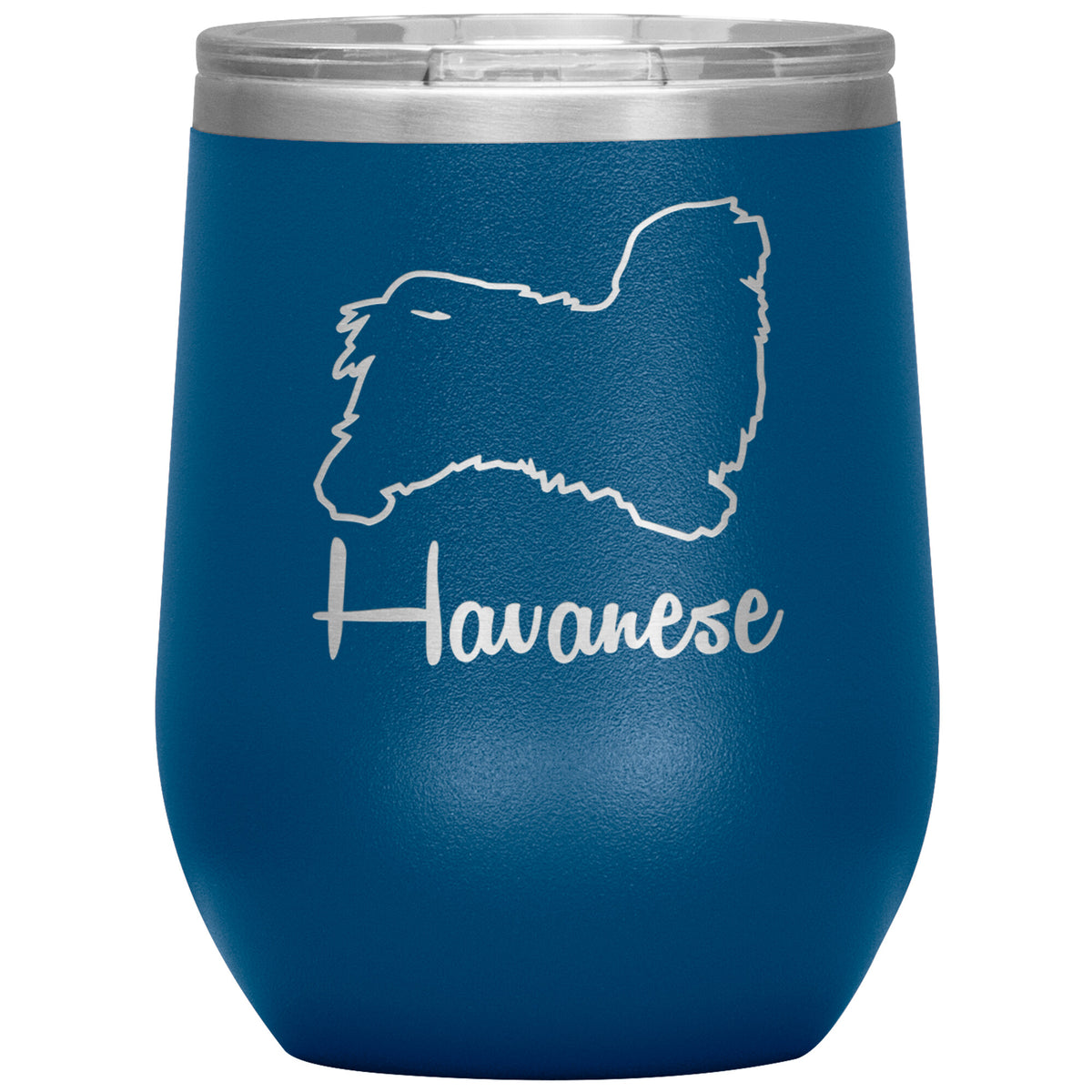 Havanese Dog Outlined Silhouette 12oz Wine Insulated Tumbler