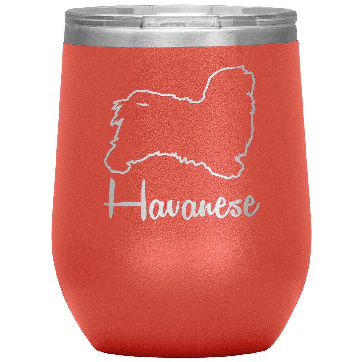 Havanese Dog Outlined Silhouette 12oz Wine Insulated Tumbler