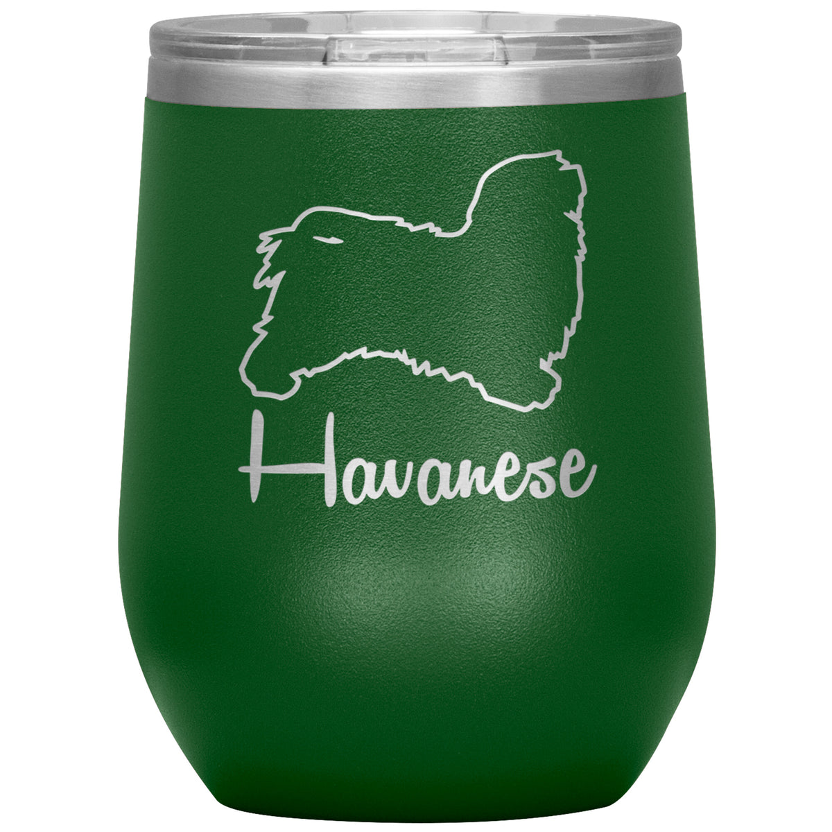 Havanese Dog Outlined Silhouette 12oz Wine Insulated Tumbler