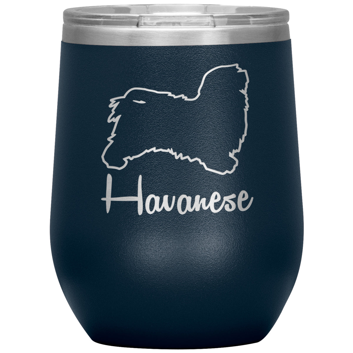 Havanese Dog Outlined Silhouette 12oz Wine Insulated Tumbler