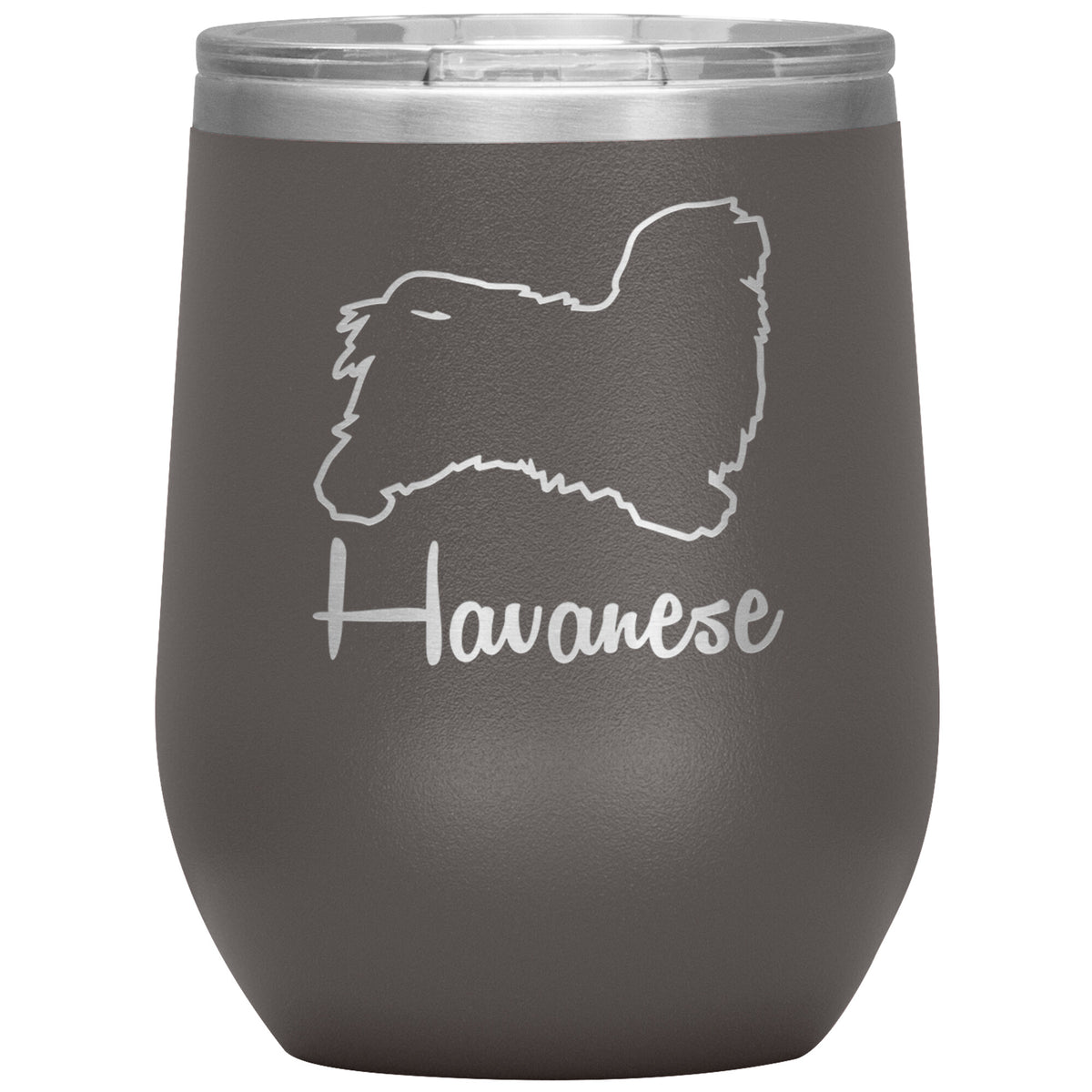 Havanese Dog Outlined Silhouette 12oz Wine Insulated Tumbler