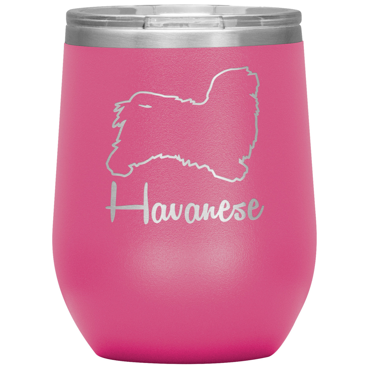 Havanese Dog Outlined Silhouette 12oz Wine Insulated Tumbler
