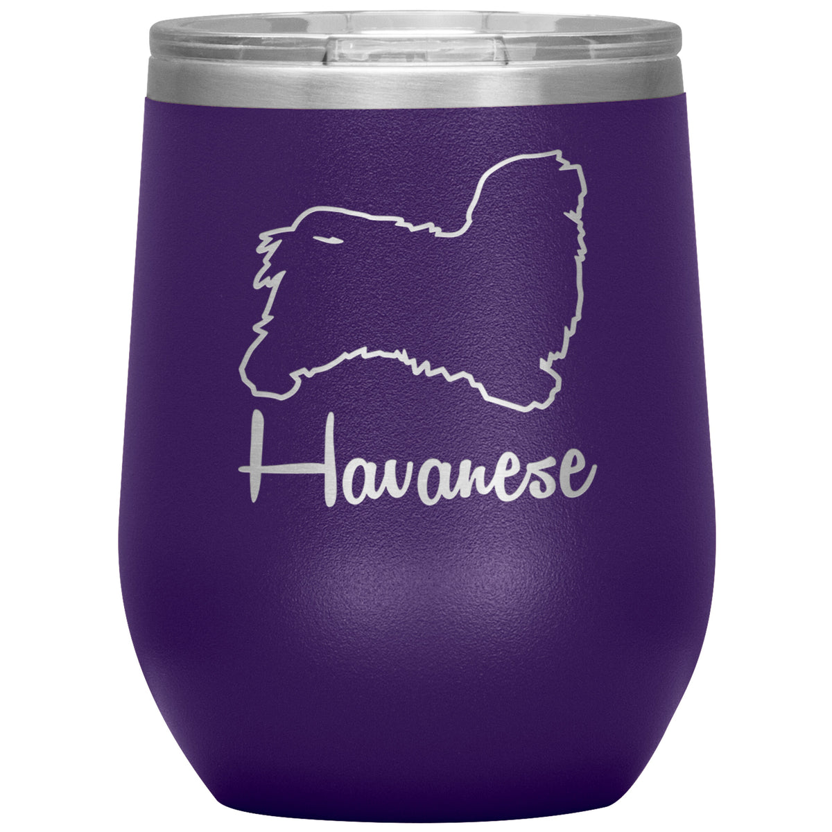 Havanese Dog Outlined Silhouette 12oz Wine Insulated Tumbler
