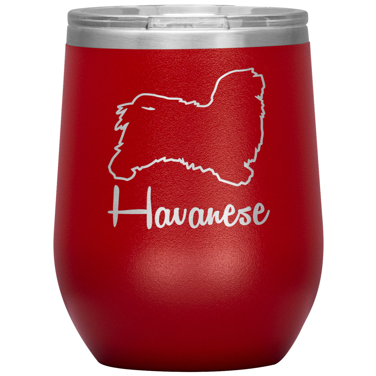 Havanese Dog Outlined Silhouette 12oz Wine Insulated Tumbler