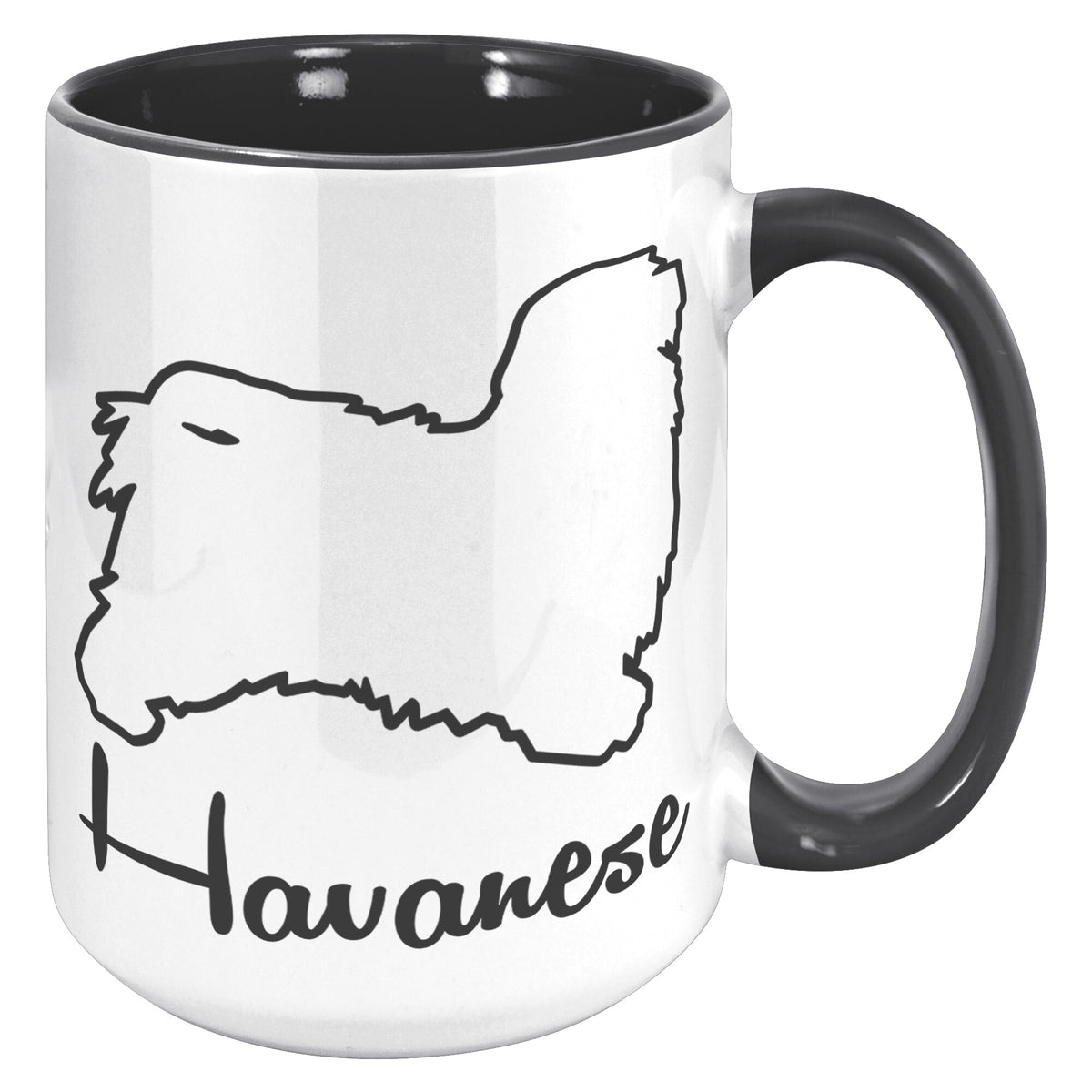 Havanese Dog Outlined Silhouette 15oz Accent Mug