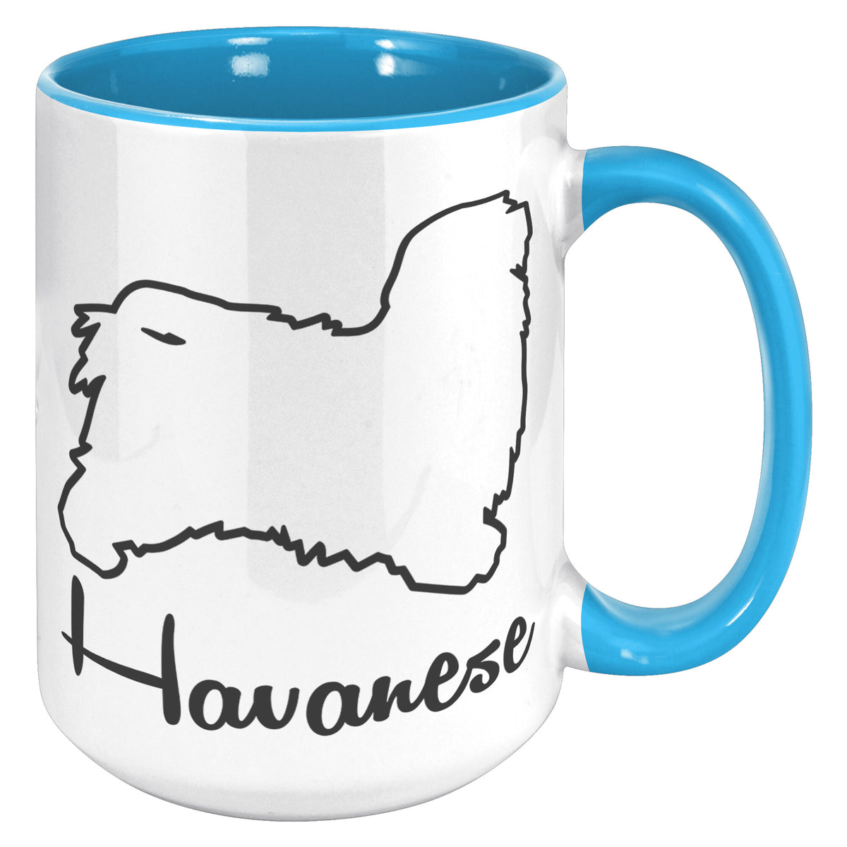 Havanese Dog Outlined Silhouette 15oz Accent Mug
