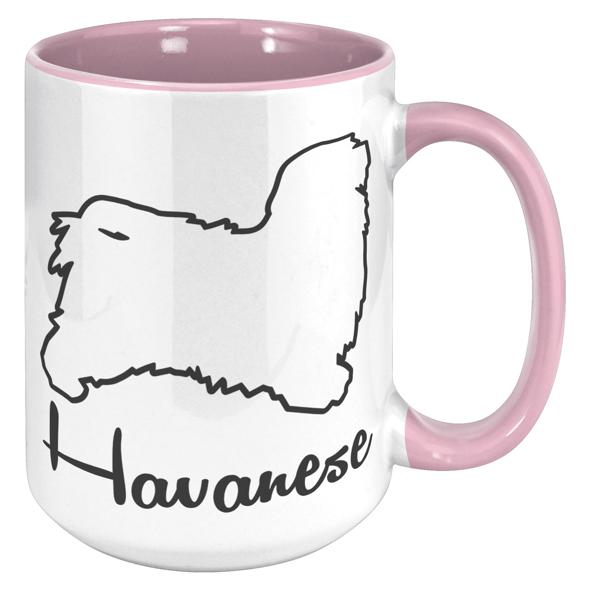 Havanese Dog Outlined Silhouette 15oz Accent Mug