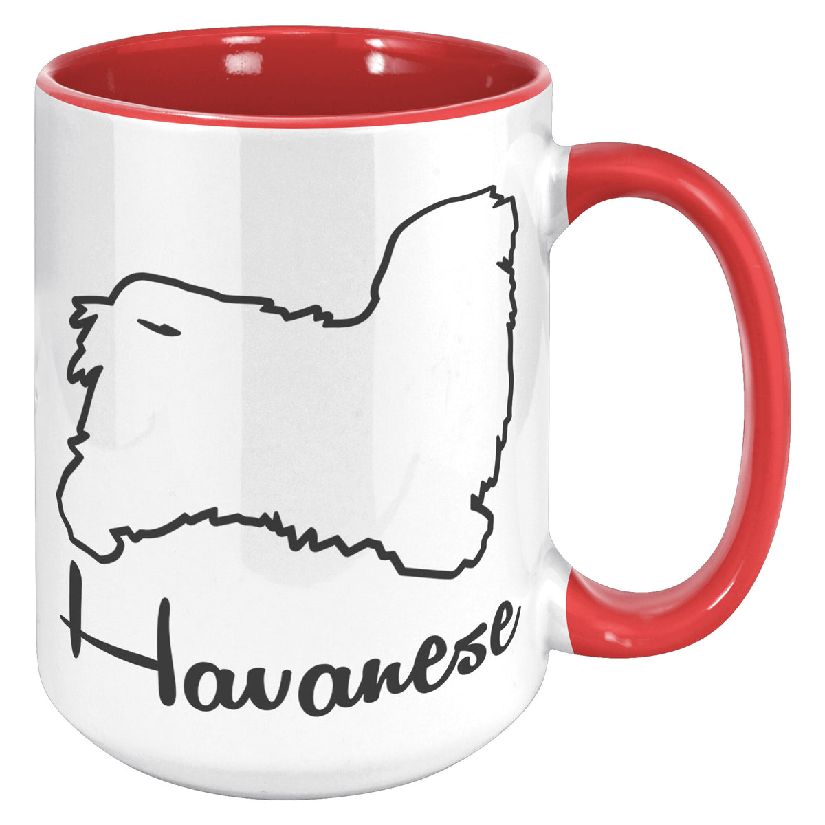 Havanese Dog Outlined Silhouette 15oz Accent Mug