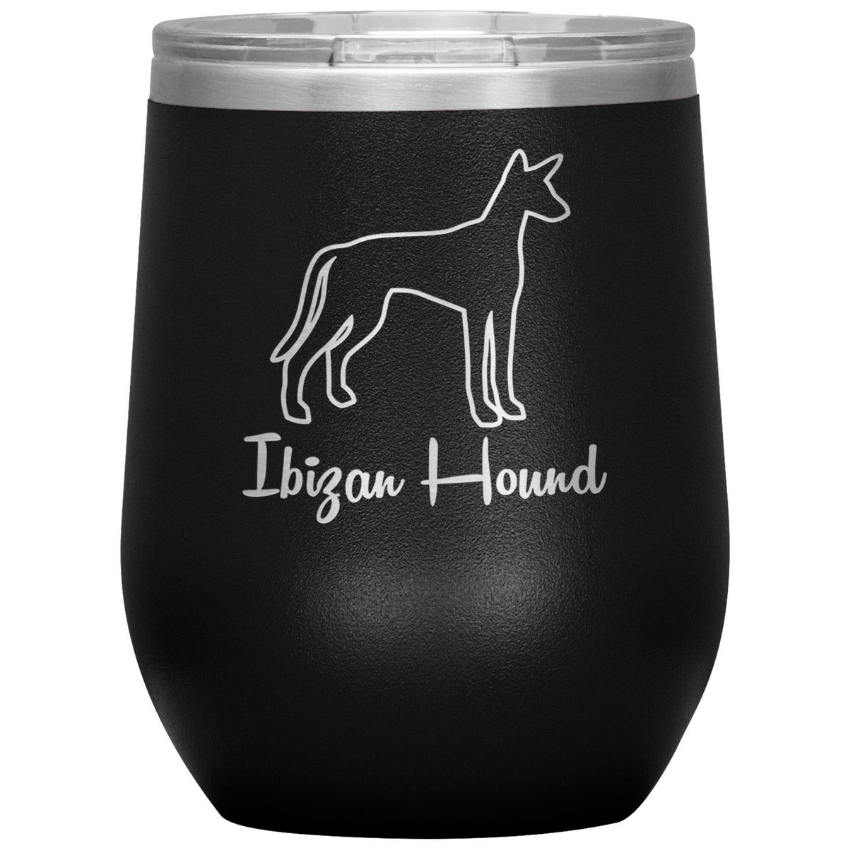 Ibizan Hound Dog Outlined Silhouette 12oz Wine Insulated Tumbler