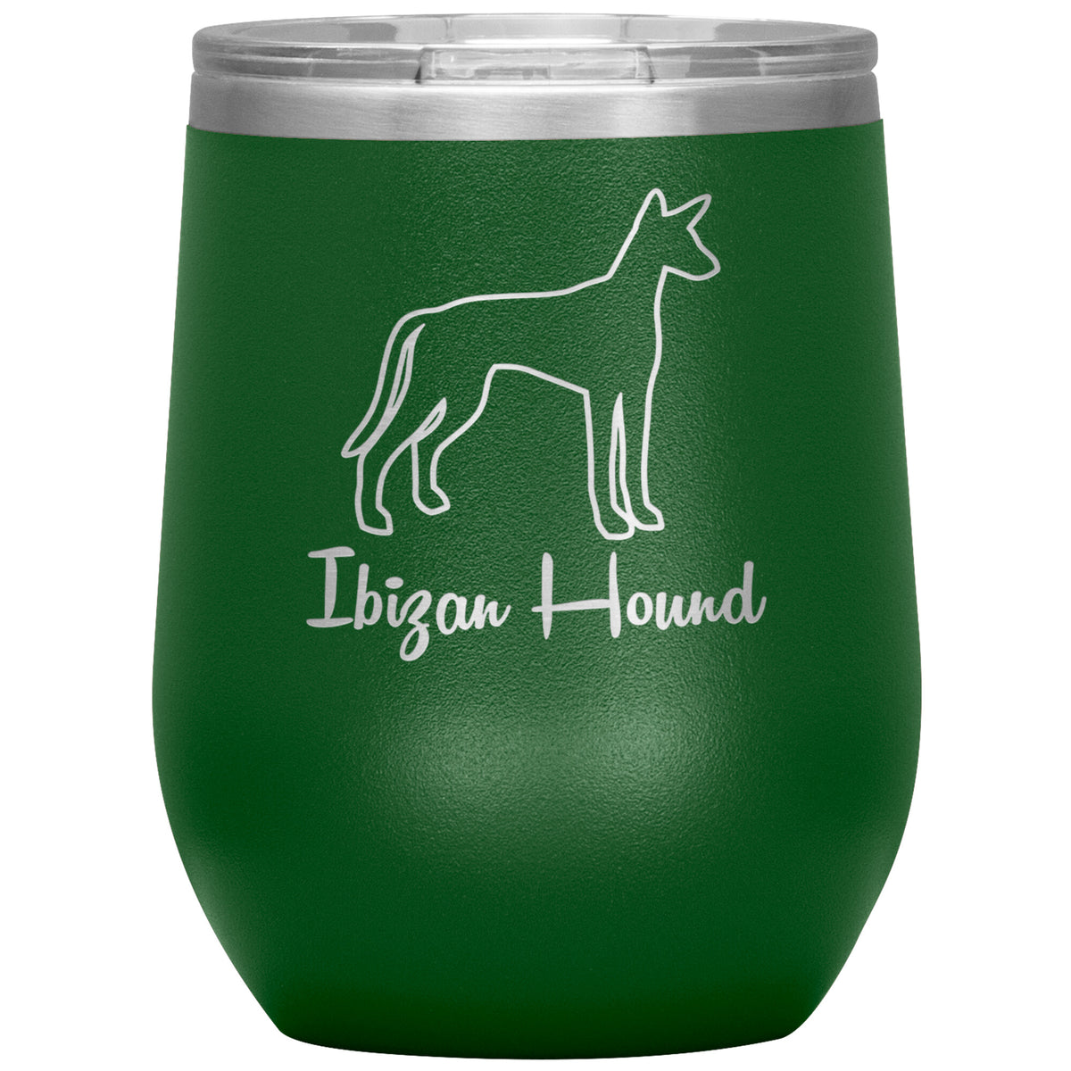 Ibizan Hound Dog Outlined Silhouette 12oz Wine Insulated Tumbler