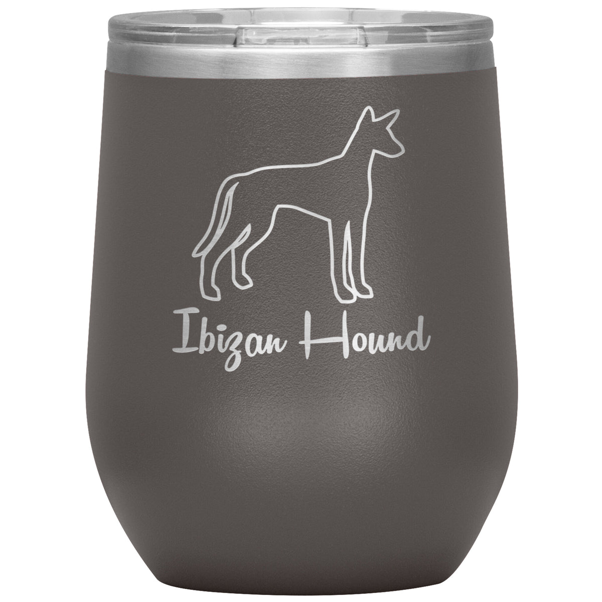 Ibizan Hound Dog Outlined Silhouette 12oz Wine Insulated Tumbler