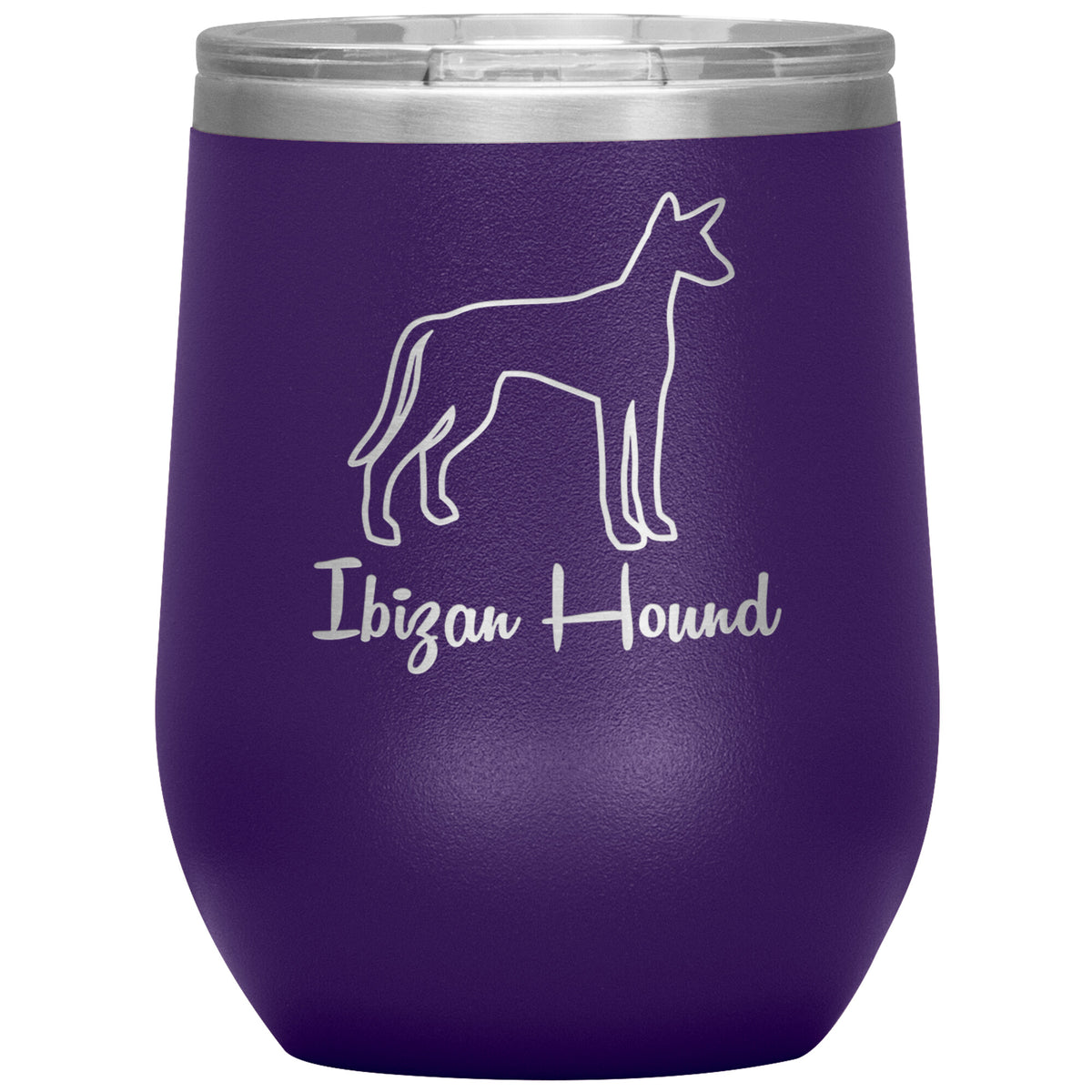 Ibizan Hound Dog Outlined Silhouette 12oz Wine Insulated Tumbler