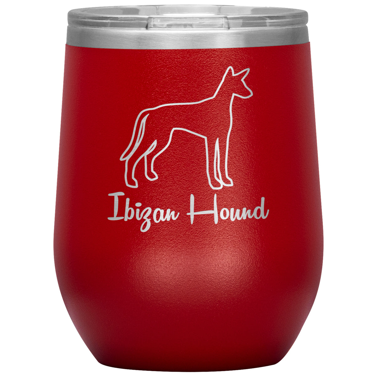 Ibizan Hound Dog Outlined Silhouette 12oz Wine Insulated Tumbler