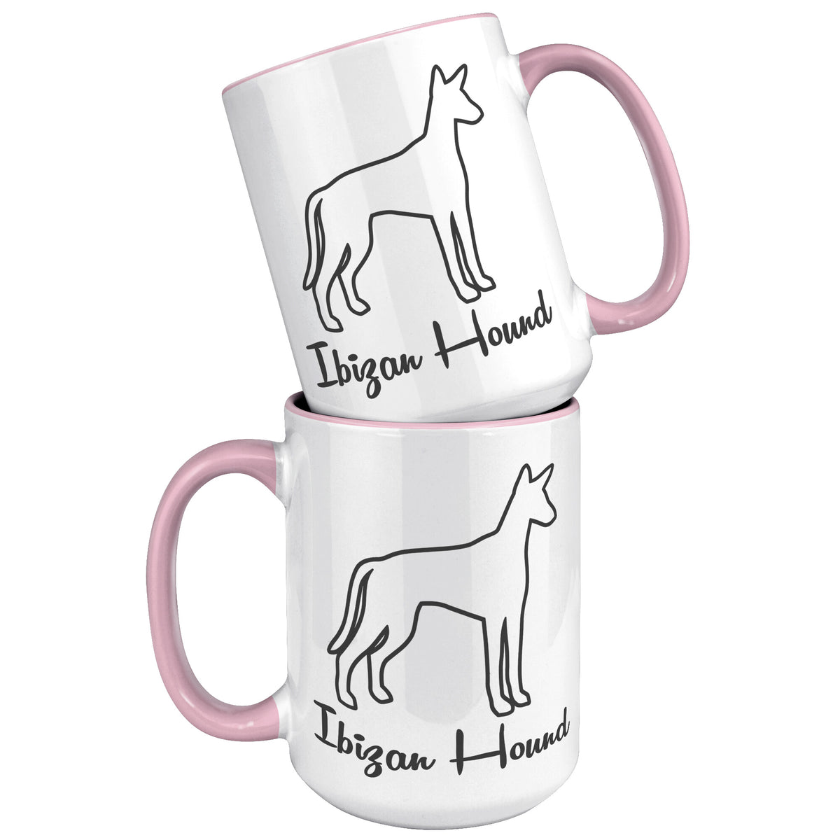 Ibizan Hound Dog Outlined Silhouette 15oz Accent Mug