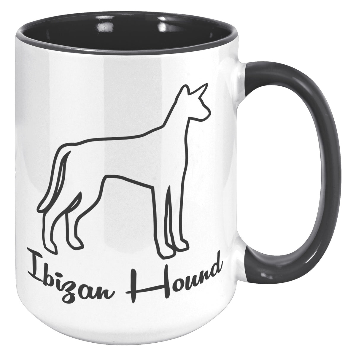 Ibizan Hound Dog Outlined Silhouette 15oz Accent Mug