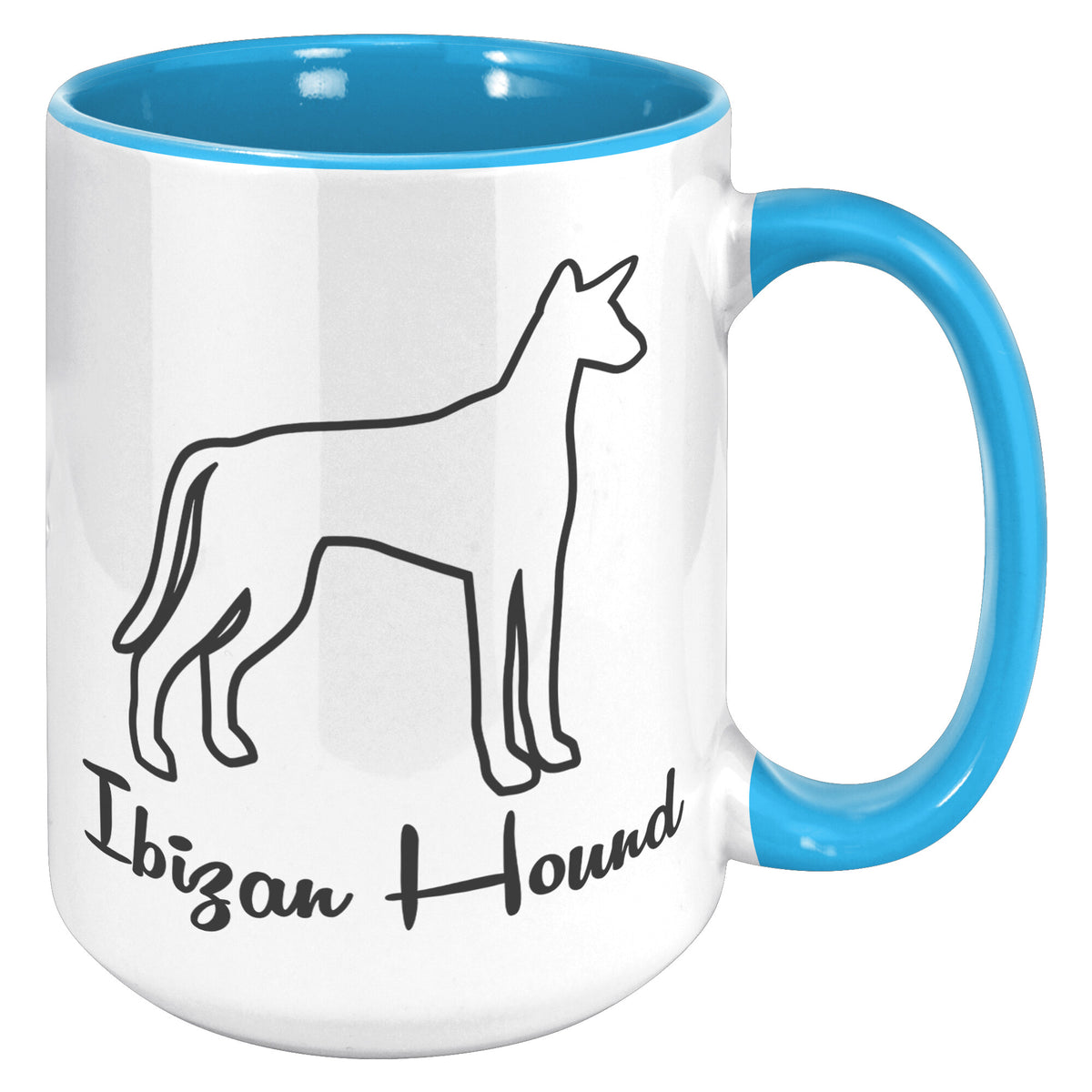 Ibizan Hound Dog Outlined Silhouette 15oz Accent Mug