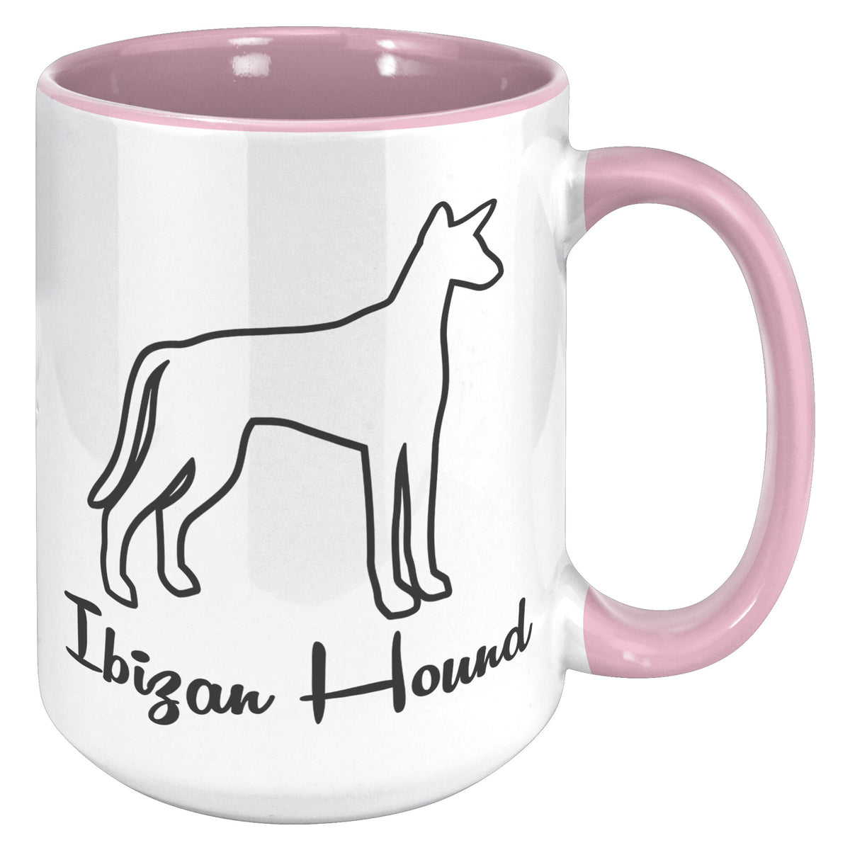 Ibizan Hound Dog Outlined Silhouette 15oz Accent Mug